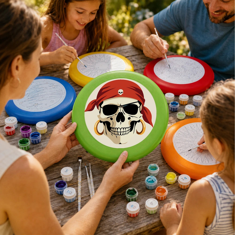 Paint by Numbers - Frisbee | Pirate Skull in Red