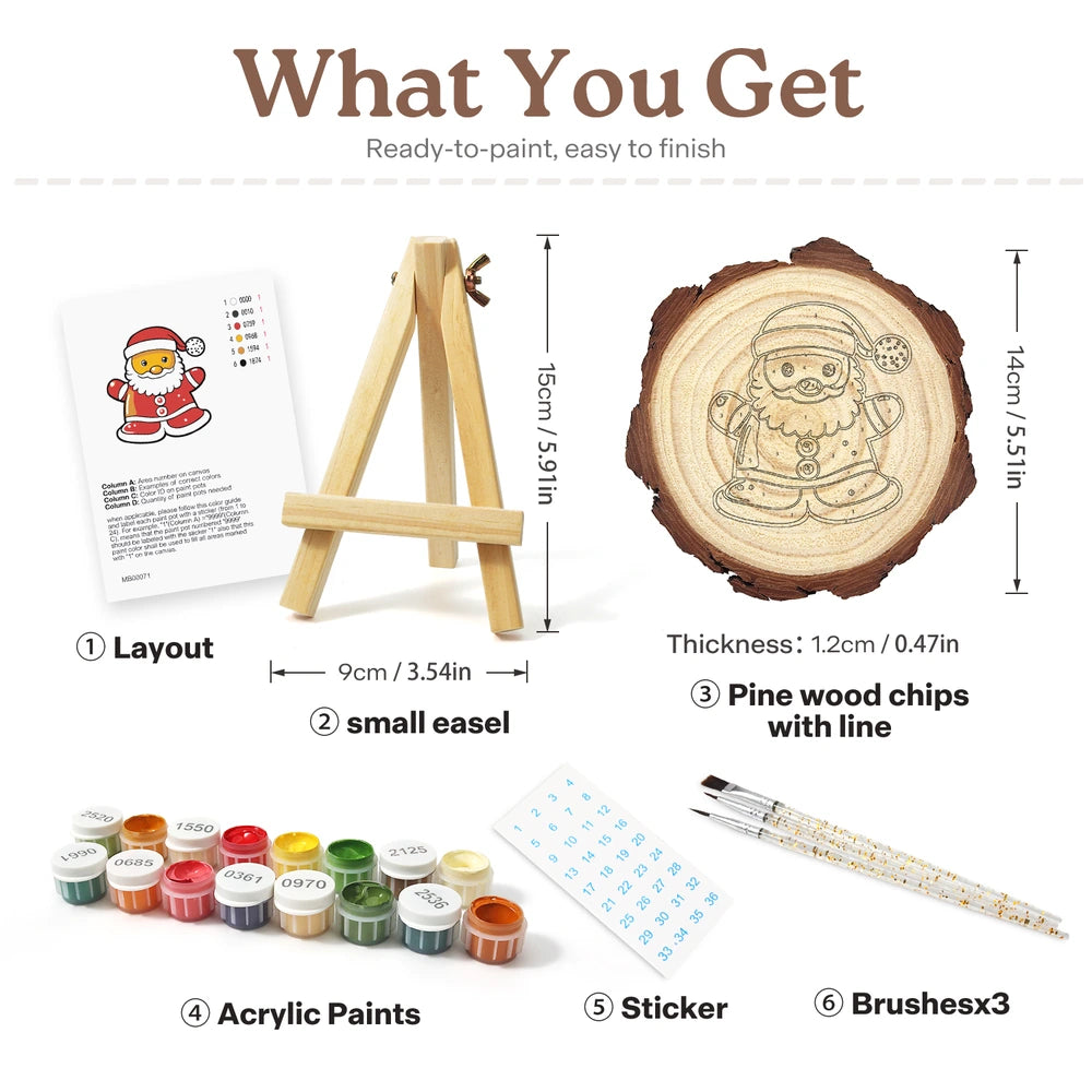 
Paint by Numbers - Wood Slice | Santa Chick