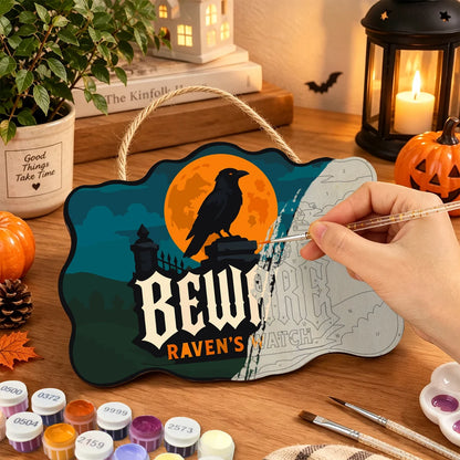 Paint by Numbers - Wooden Door Hanger | Beware Raven's Watch
