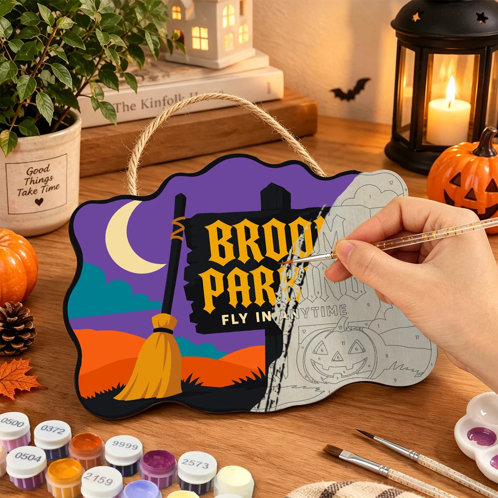 
Paint by Numbers - Wooden Door Hanger | Broom Parking