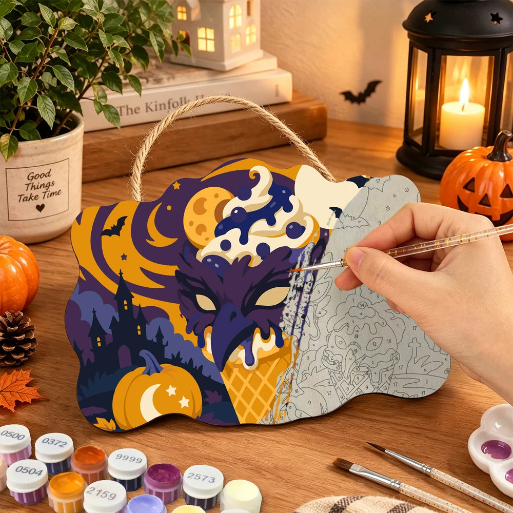 
Paint by Numbers - Wooden Door Hanger | Dragon Ice Cream Night