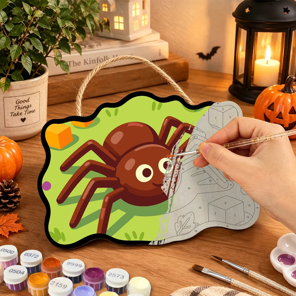 
Paint by Numbers - Wooden Door Hanger | Friendly Spider with Candy