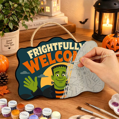 Paint by Numbers - Wooden Door Hanger | Frightfully Welcome