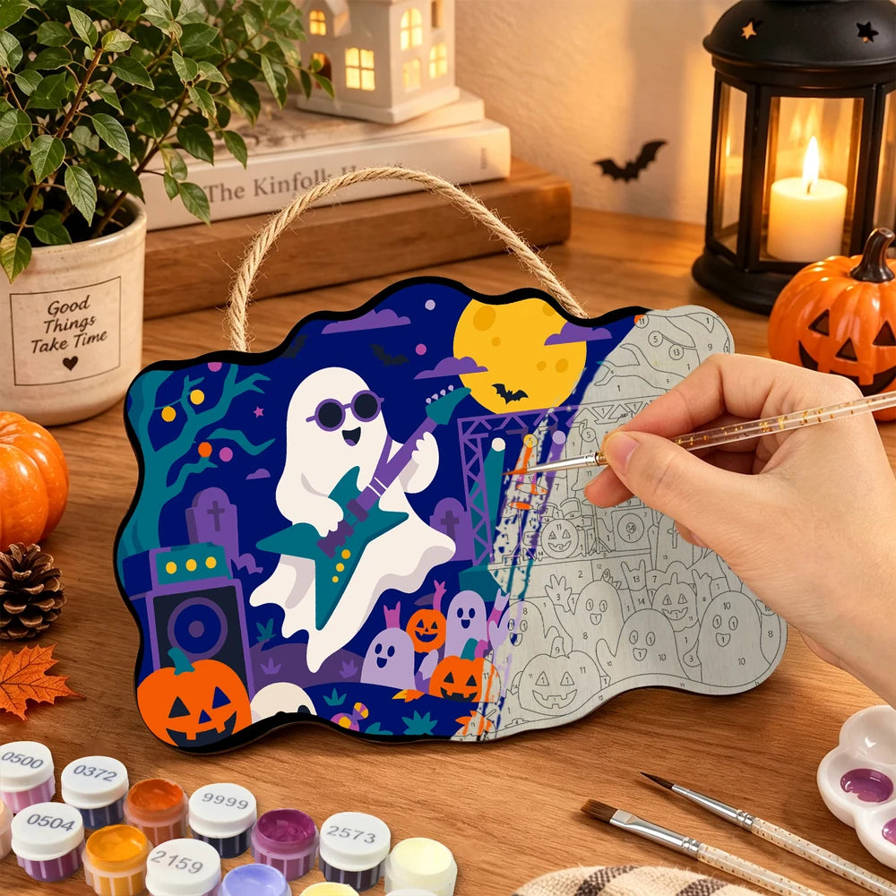 Paint by Numbers - Wooden Door Hanger | Ghost Rock Star on Stage