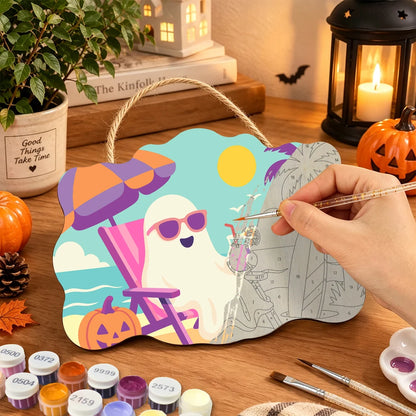 Paint by Numbers - Wooden Door Hanger | Ghost on Vacation