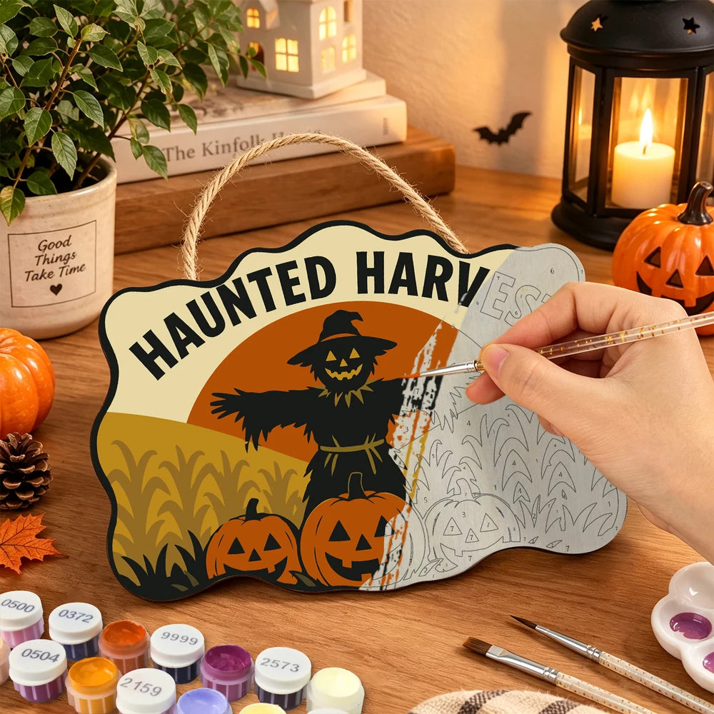 Paint by Numbers - Wooden Door Hanger | Haunted Harvest