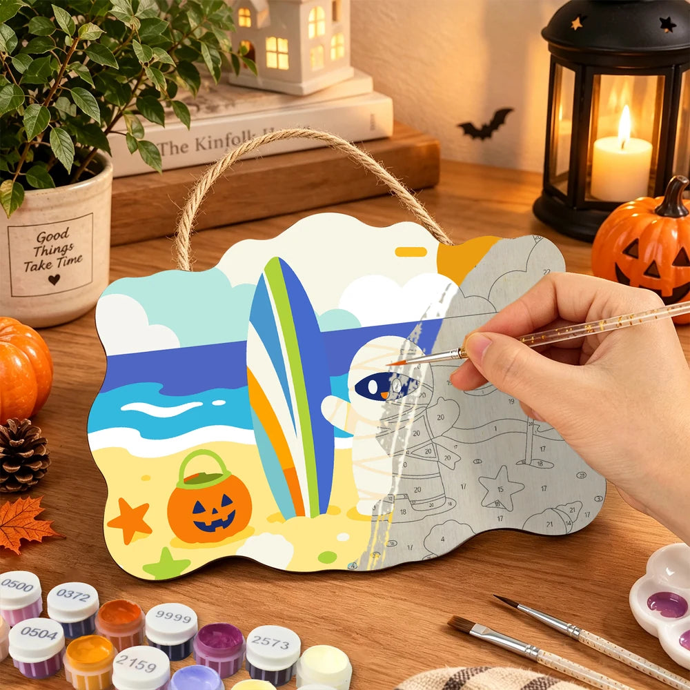 
Paint by Numbers - Wooden Door Hanger | Mummy at the Beach