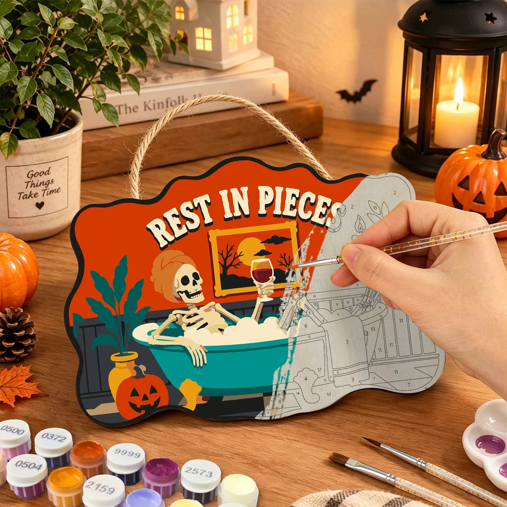 
Paint by Numbers - Wooden Door Hanger | Rest in Pieces