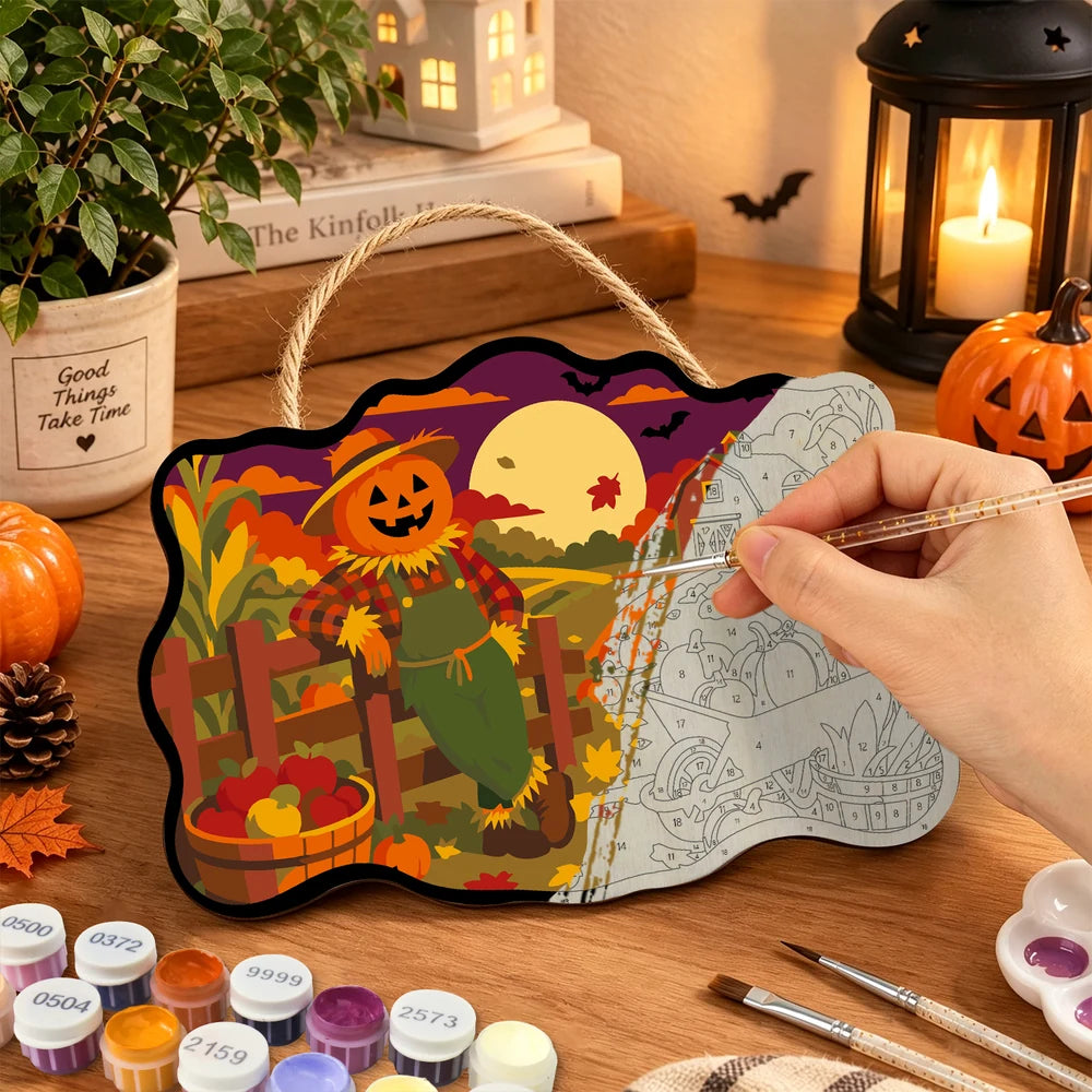 Paint by Numbers - Wooden Door Hanger | Scarecrow at the Harvest Farm