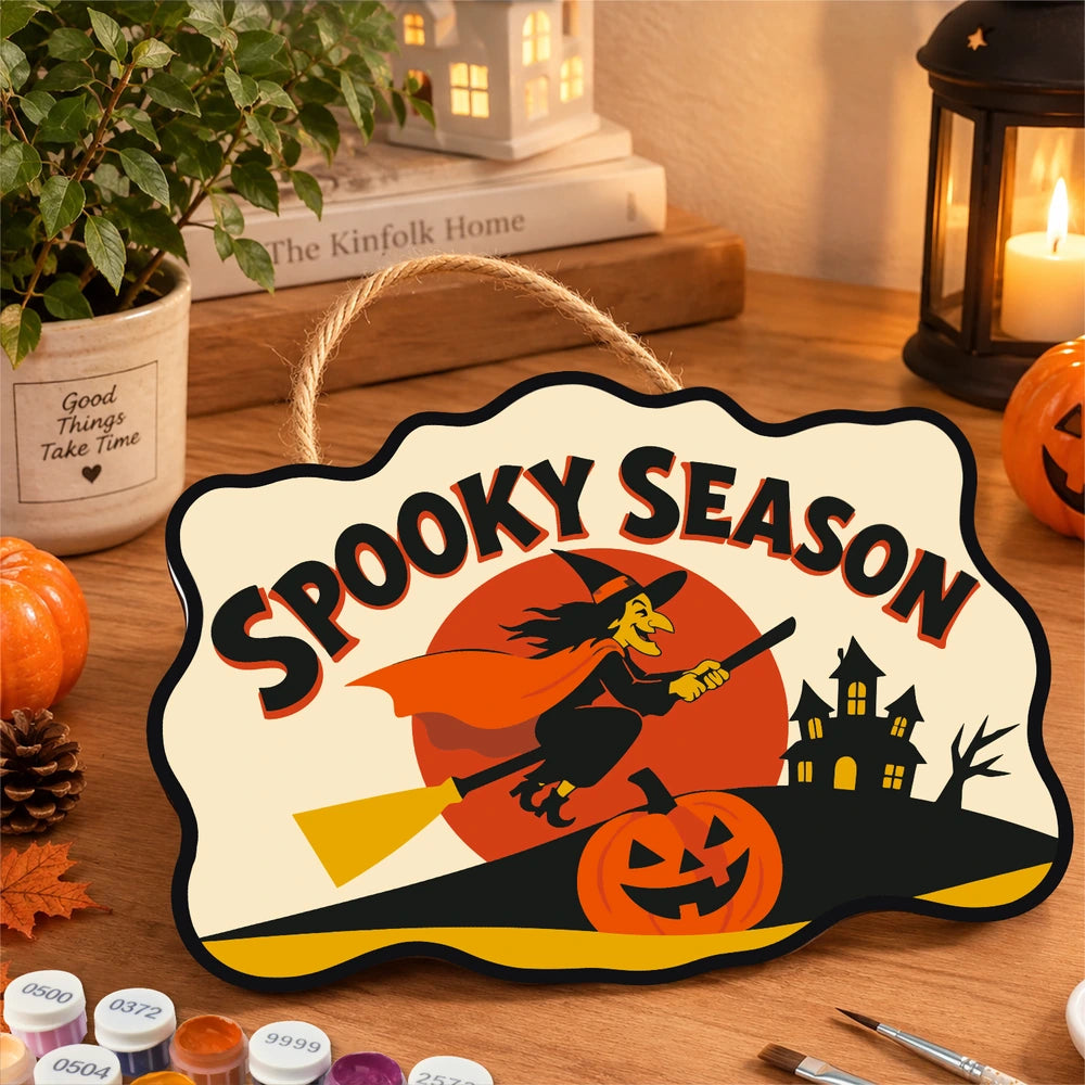 Paint by Numbers - Wooden Door Hanger | Spooky Season Witch