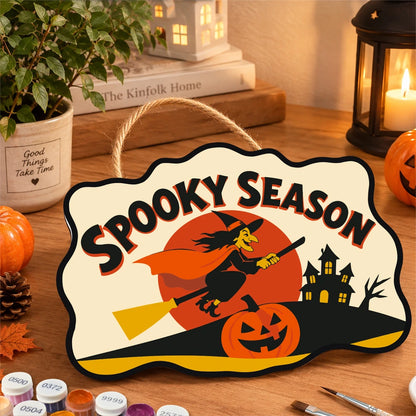 Paint by Numbers - Wooden Door Hanger | Spooky Season Witch