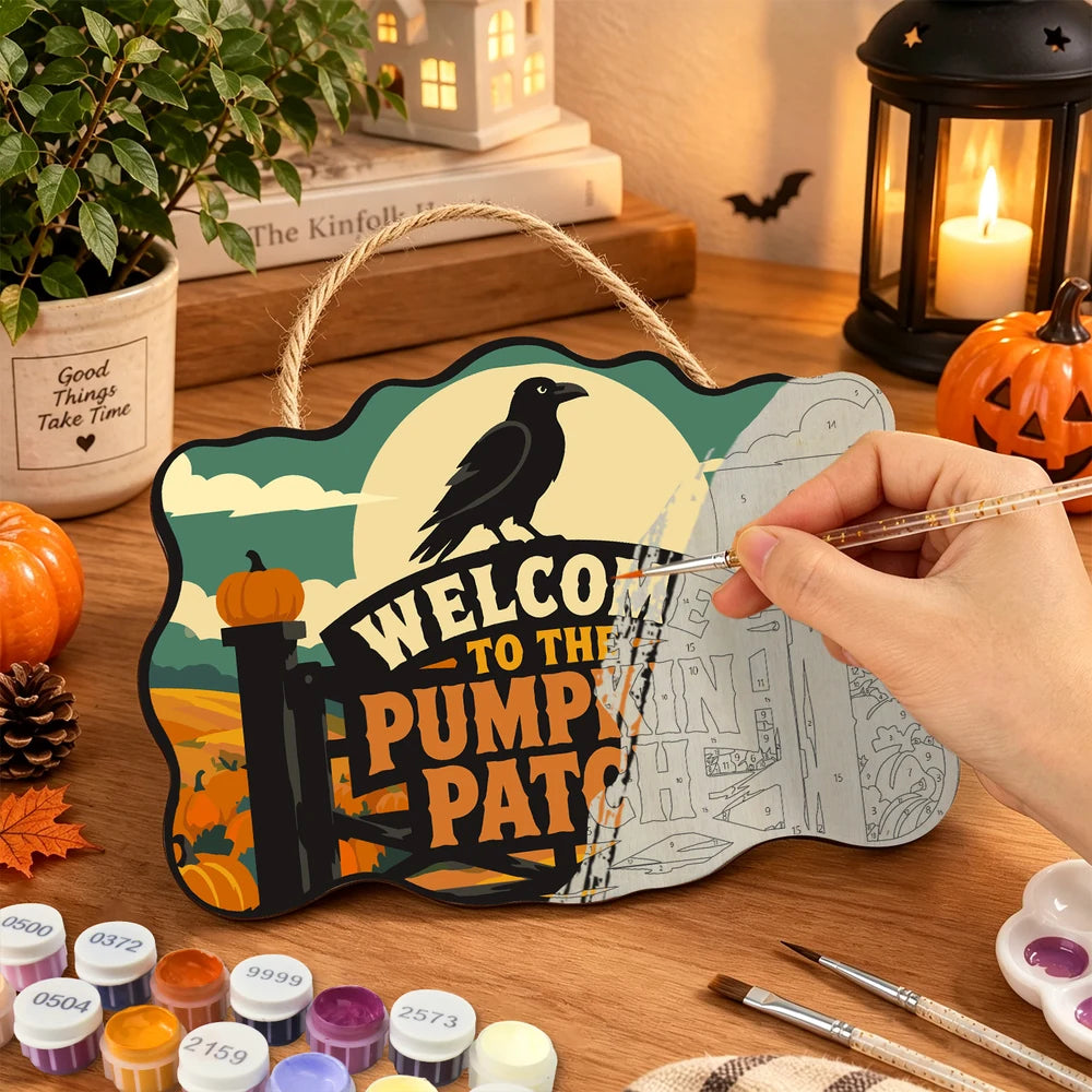Paint by Numbers - Wooden Door Hanger | Welcome to the Pumpkin Patch Gate