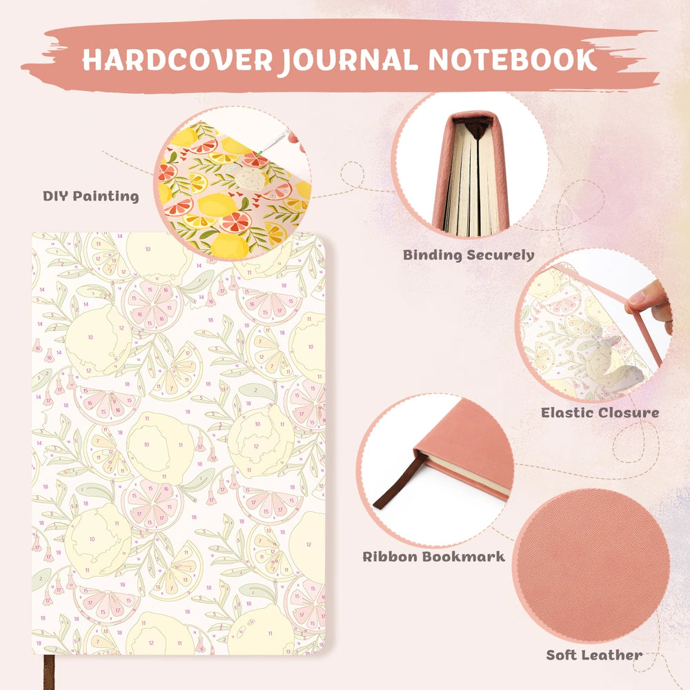 
Paint by Numbers Hardcover Journal Notebook - Lemon Grove Pattern