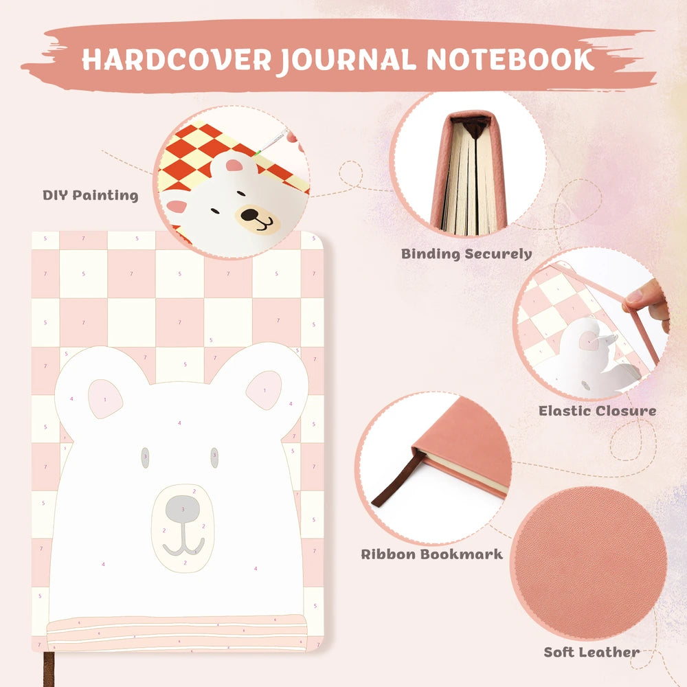 
Paint by Numbers Hardcover Journal Notebook - Polar Bear on Red Checks