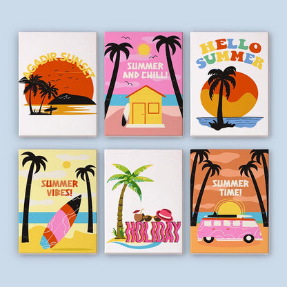 Paint by Numbers – 6 Mini Paintings | Retro Summer Holiday Set