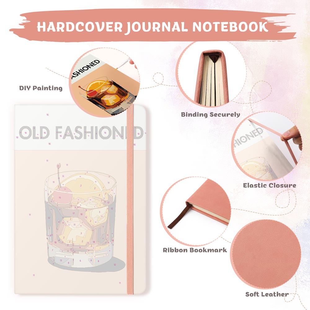 Paint by Numbers Hardcover Journal Notebook - Old Fashioned Cocktail