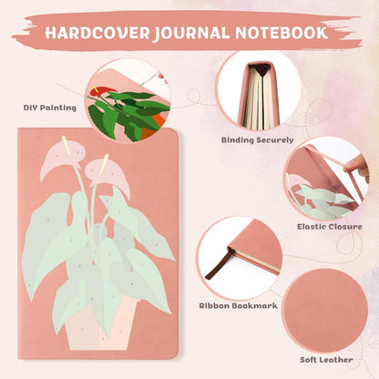 Paint by Numbers Hardcover Journal Notebook - Succulent Potted Plant