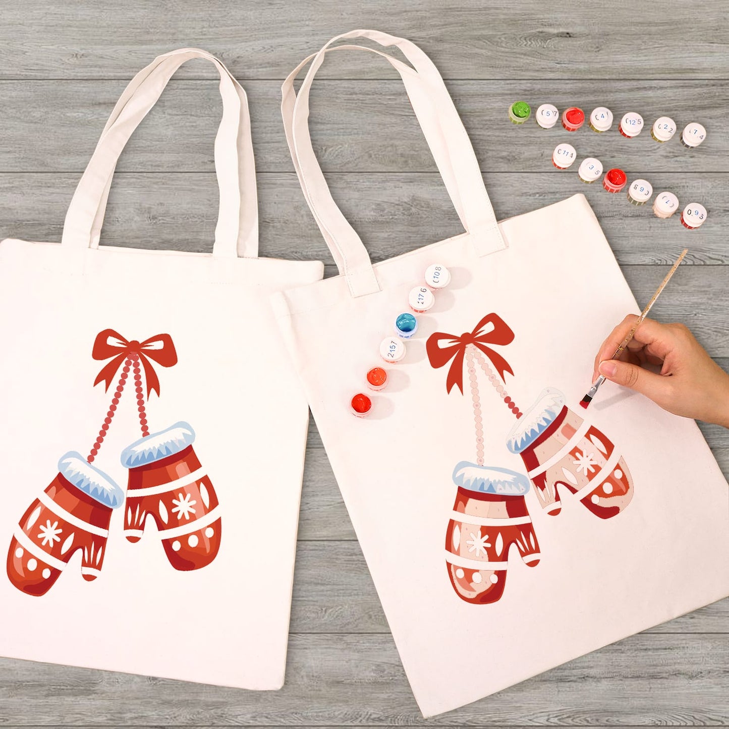 Paint by Numbers – DIY Totebag | Winter Mittens