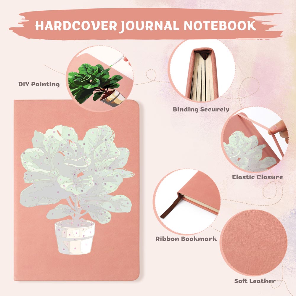 Paint by Numbers Hardcover Journal Notebook - Potted Plant