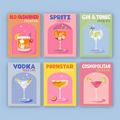 Paint by Numbers – 6 Mini Paintings | Pop Art Cocktails Set