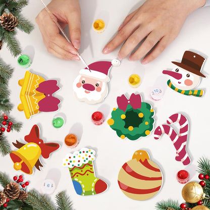 Paint by Numbers – 8 Christmas Ornaments – Festive Bells, Santa & Holiday Cheer Set