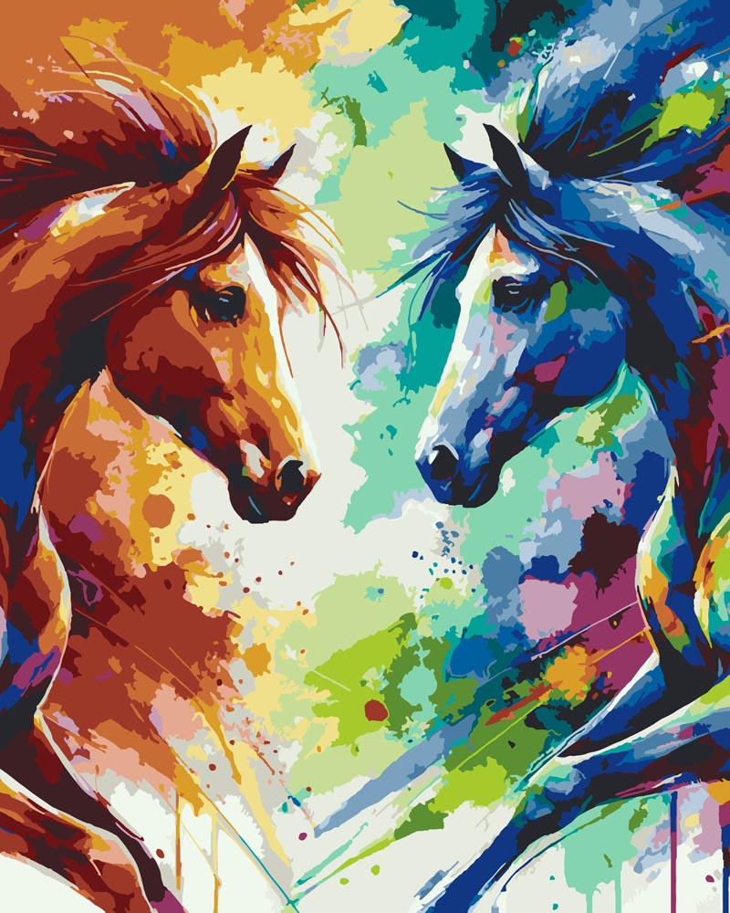
Paint By Numbers - Vibrant Horse Duo