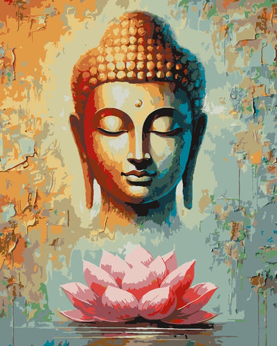 Paint By Numbers - Buddha and Pink Lotus