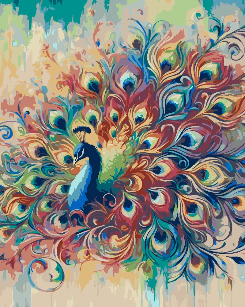 
Paint By Numbers - Colorful Peacock Feathers