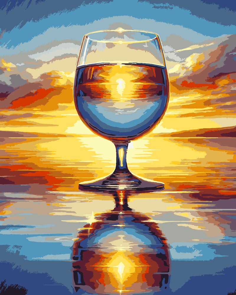 
Paint By Numbers - Sunset in Wine Glass