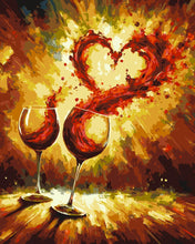 Load image into Gallery viewer, Paint By Numbers - Wine Glass Heart Splash
