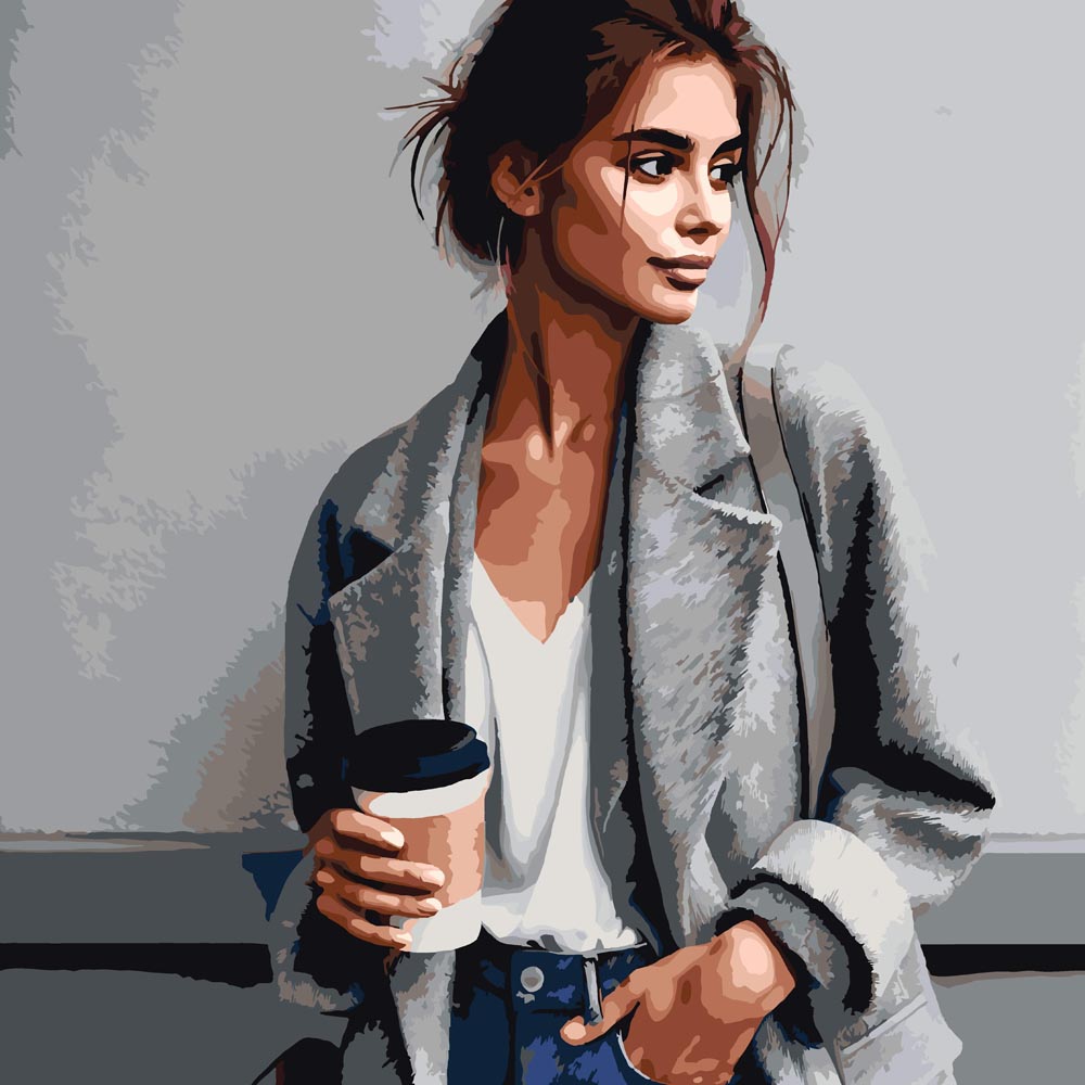 
Paint By Numbers - Stylish Woman with Coffee