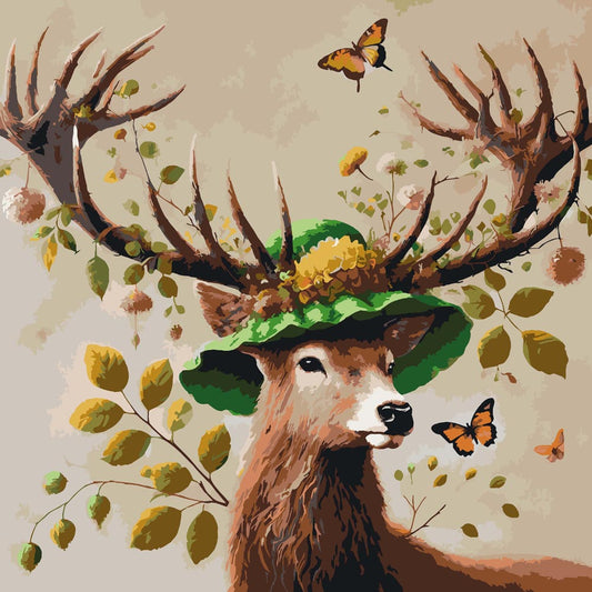 Paint By Numbers - Deer with Green Hat