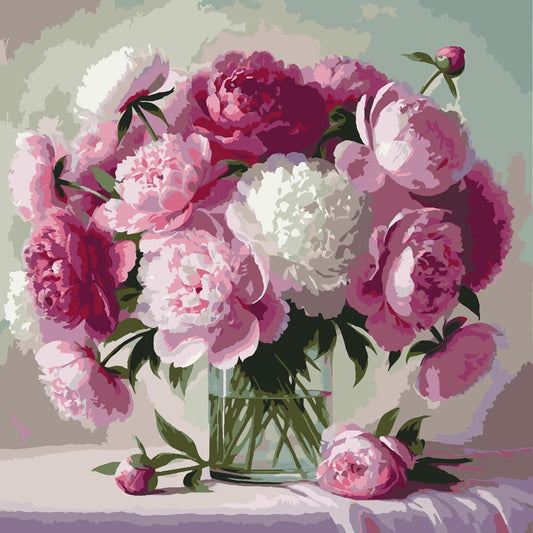 Paint By Numbers - Pink Peony Bouquet