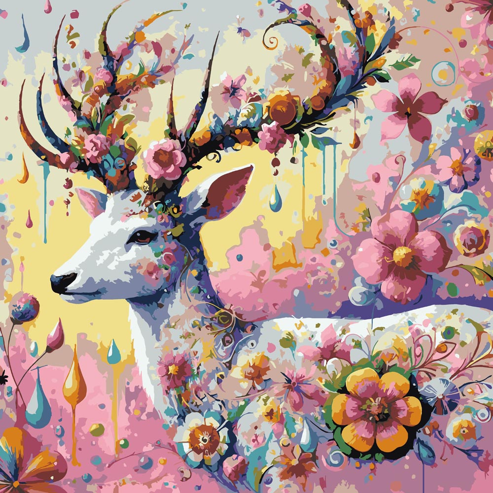 Paint By Numbers - Floral Deer Fantasy