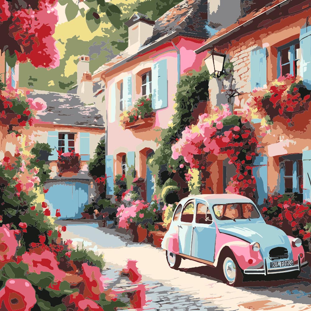 
Paint by Numbers - Car in Floral Village