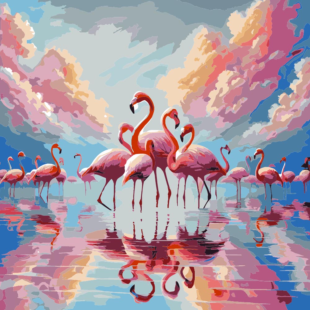 
Paint by Numbers - Flamingo Reflections
