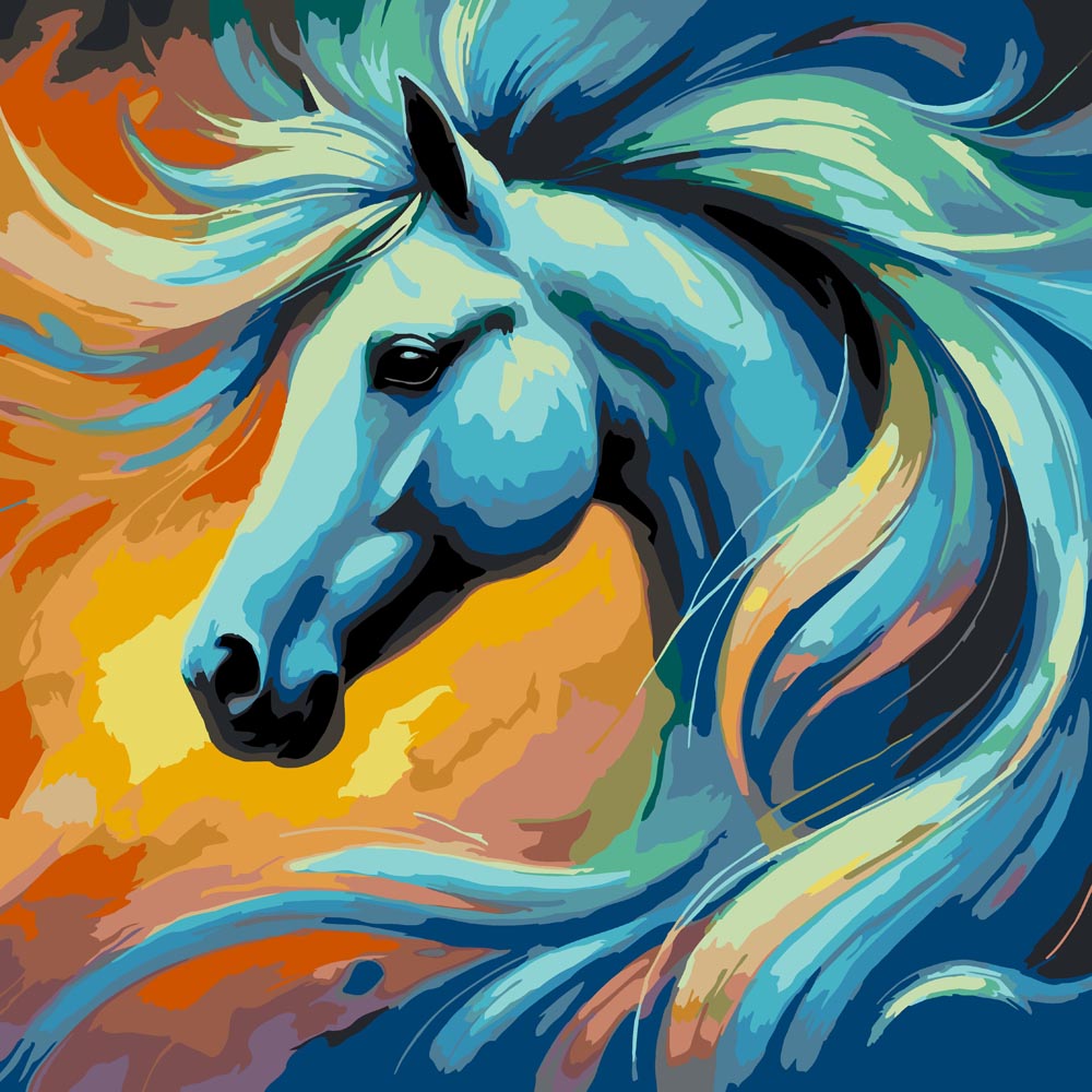
Paint By Numbers - Blue Horse Portrait