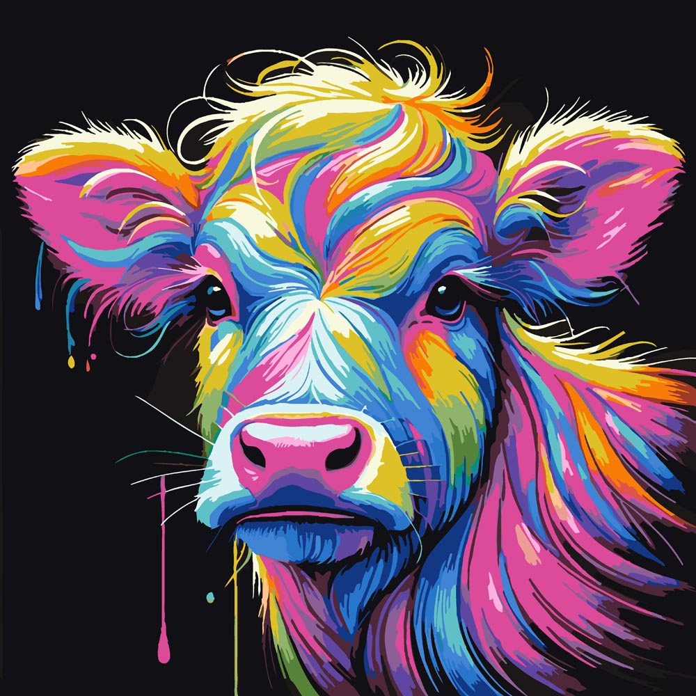 
Paint By Numbers - Vibrant Cow Art