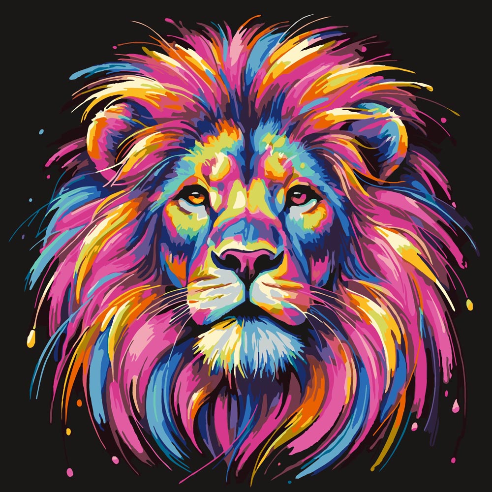 Paint By Numbers - Colorful Lion Portrait