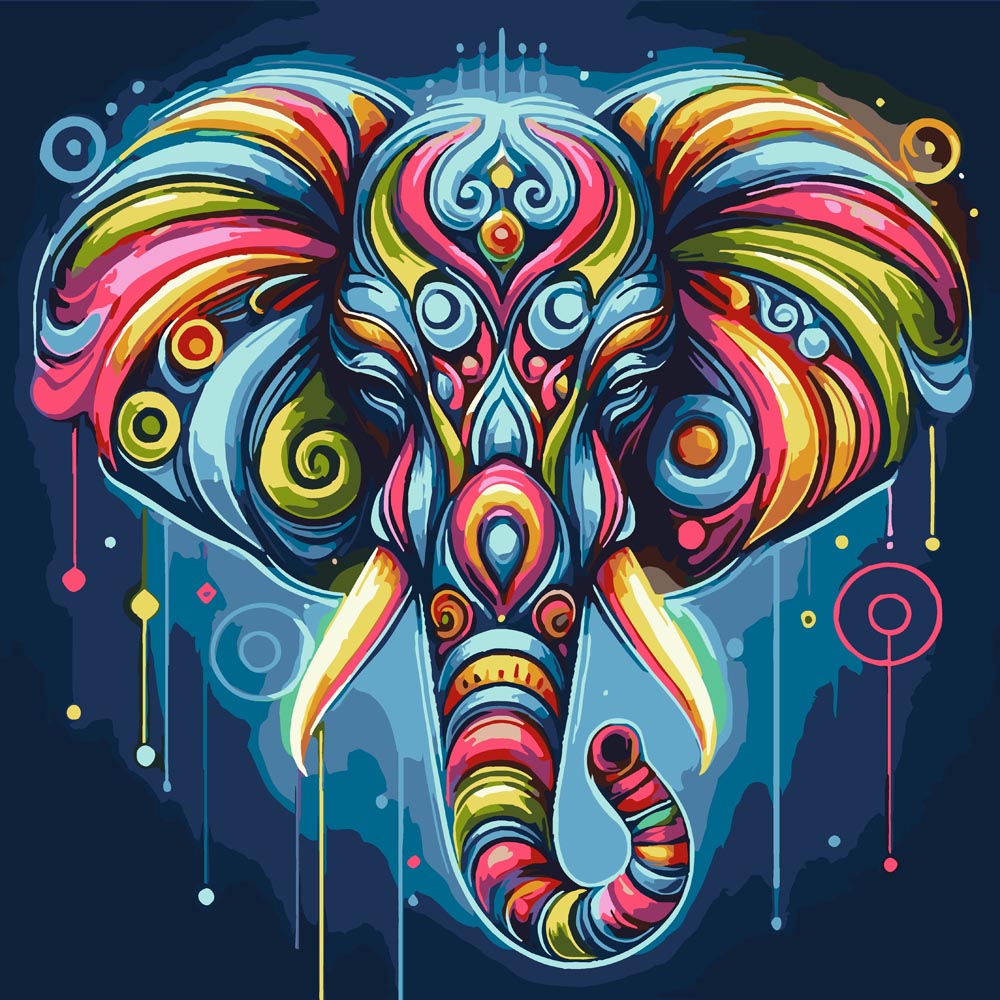 
Paint By Numbers - Artistic Elephant Head