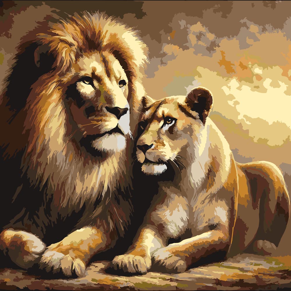 Paint By Numbers - Lion Couple