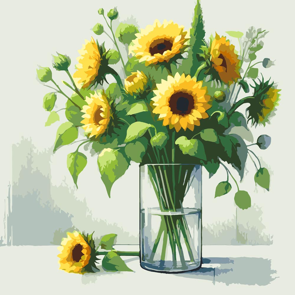 
Paint By Numbers - Sunflowers in Vase