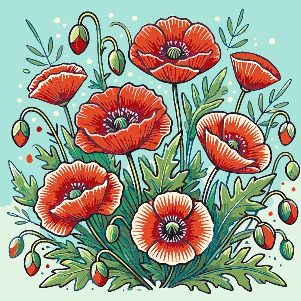 
Paint by Numbers - Red Poppies