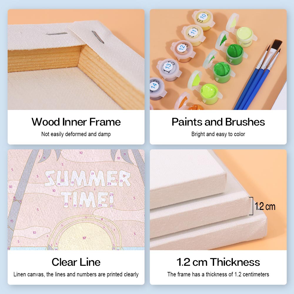 Paint by Numbers – 6 Mini Paintings | Retro Summer Holiday Set