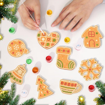 Paint by Numbers – 8 Christmas Ornaments – Gingerbread Hearts, Bells & Cozy Holiday Set