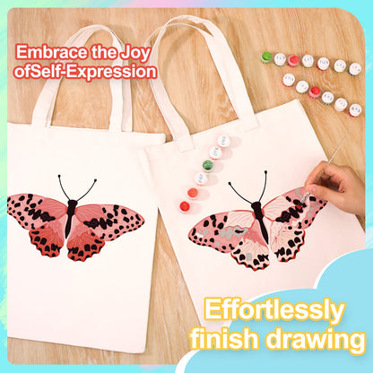 Paint by Numbers – DIY Totebag | Pink Leopard Butterfly