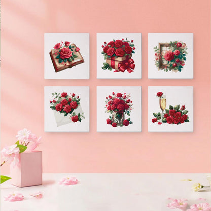 Paint by Numbers – 6 Mini Paintings | Red Rose Romance Set