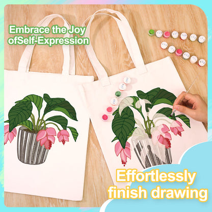 Paint by Numbers – DIY Totebag | Pink Bellflower