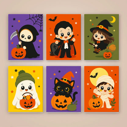 Paint by Numbers – 6 Mini Paintings | Chibi Halloween Costumes Set