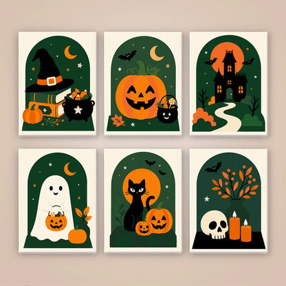 Paint by Numbers – 6 Mini Paintings | Green Arch Halloween Scenes Set